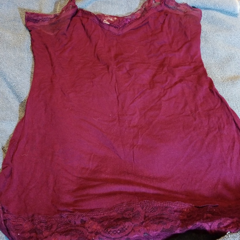 Lace trim purple camisole tank